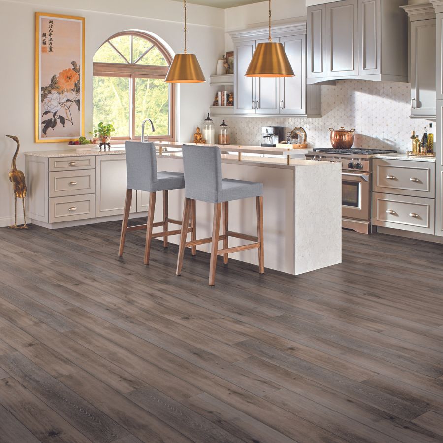 rustic luxury vinyl plank flooring in a charming kitchen